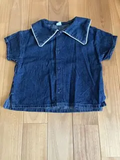 デニム セーラー襟 半袖シャツ 90cm