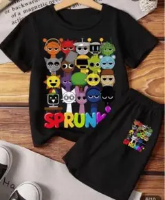 スプランキー　半袖Tシャツと半パンセット　黒　100cm