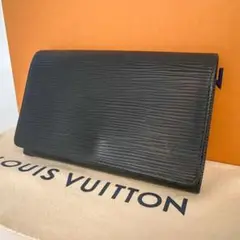 【良品】ルイヴィトン☆ポルトフォイユ トレゾール エピ 黒 折り財布