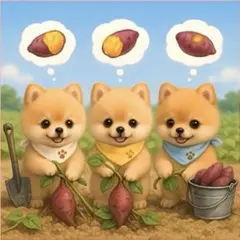 新柄‼️犬柄【限定18枚】【239】パネル生地　芋掘り