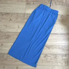 リブロングスカート ブルー