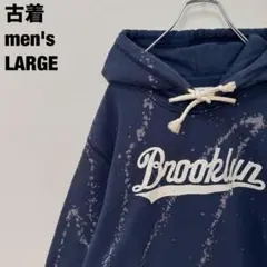 古着 OLD NAVY パーカー ブルックリン ブリーチ プルオーバー 紺 L