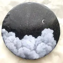 絵画　夜空と三日月　アクリル画　インテリア　レジン