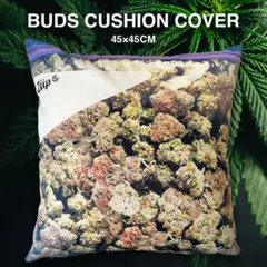 カンナビス柄 クッションカバー 45×45cm コットンリネン ヘンプ 大麻 A