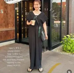 しまむら Lax Dan Tiaシャーリングサロペット M ブラック 新品