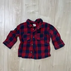 H&M 赤・紺チェック柄フランネルシャツ 80