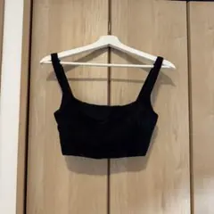 KOOKAI ブラック ジッパー付き　クロップド　タンクトップ 34