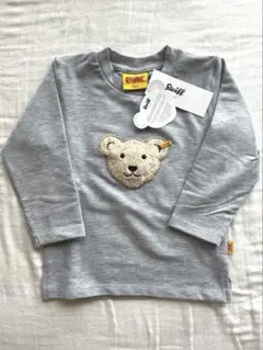 【新品未使用】Steiffシュタイフ ワッペン付き　グレー長袖Tシャツ 92