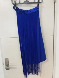 衣装 ダンス衣装 フリンジ ワンショルダー スパンコール ブルー