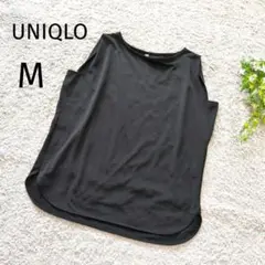 ☆美品　ユニクロ　ノースリーブブラウス　サラサラ　M　黒　ストレッチ