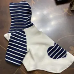 ハンドメイド 犬服 パーカー S 白×ボーダー