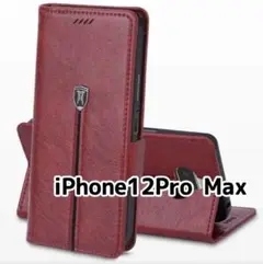 iPhone12 Pro Max スマホケース 手帳型 カバー レッド 赤