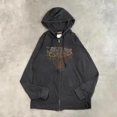 ハーレーダビッドソン パーカー ジップ Tシャツ 古着 L グレー 13298