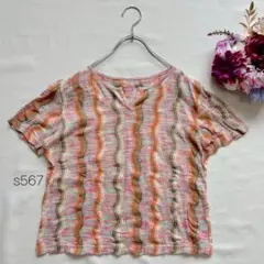 スキッパーネックTシャツ 半袖 綿100% カラフル ピンク 春夏 レナウン