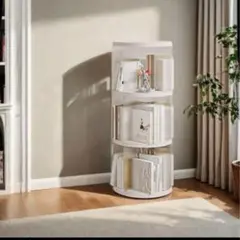 ❤️新品❤️360°回転本棚 本棚 3段 大容量収納 コミック 収納ラック 組立簡単