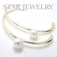 現行品 スタージュエリー K10YG パール フープ ピアス ラージ ケース付
