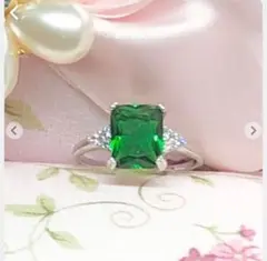 レディースリング☆レディースアクセサリー☆ B☆ジルコンエメラルドリング☆