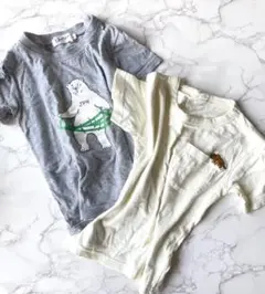 くまと恐竜刺繍Tシャツ