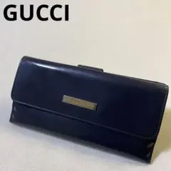 グッチ 長財布 Wホック エナメル ダークグレー ユニセックス