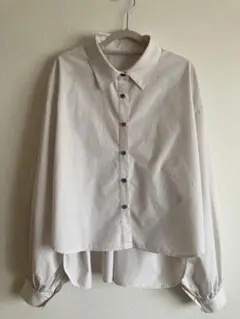 グレージュ バルーンスリーブ長袖シャツ
