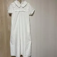 メリージェニー　ホワイト フリル付き半袖ワンピース