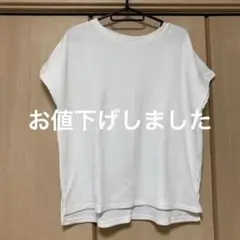 NAVY ワッフル素材 半袖Tシャツ L ホワイト