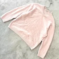 UNIQLO カシミヤリラックスVネックセーター ピンク サイズM