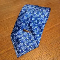 ZILLI 青 円形パターン ネクタイ
