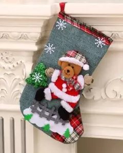 くまサンタ1点✨クリスマスの靴下 サンタサックギフトクリスマス サンタクロース