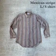 メキシカンストライプ L/S シャツ　古着　長袖シャツ　y2k アメカジ