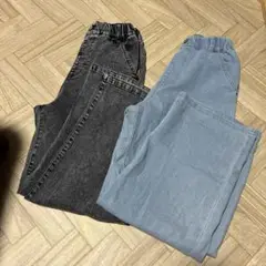 devirock★楽デニム ワイドパンツ、150cm、セット売り