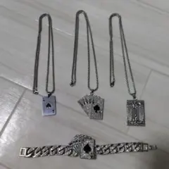 トランプモチーフ シルバーアクセサリー 4点セット