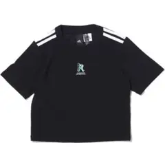 adidas ブラック ショート丈 Tシャツ