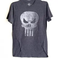 古着マーブル　パンク・スカルプリントTシャツ ダークグレー