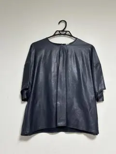 クリーニング済み　極美品　アーバンリサーチ　フェイクレザー　ネイビーカットソー