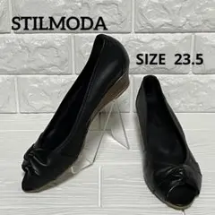 【美品】STILMODAオープントゥ パンプ ス黒37 ウェッジソール