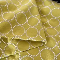 （新色）刺繍生地【70㎝×50㎝】サークル柄　コットンリネン　タンバリン柄