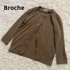 Broche 長袖カーディガン　ブラウス　Lサイズ　ベージュ　とろみ感