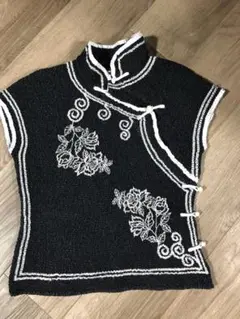 ノコオーノ　花柄刺繍 半袖トップス　チャイナ　まおからんー
