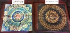 新品輸入品 クッションカバー B.ブラックオレンジ マンダラ アジアン雑貨