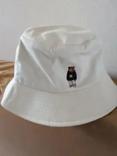 クマ刺繍 ホワイト バケットハット