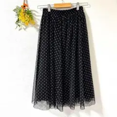 エイチアンドエム/ドット柄シフォンロングスカート\美品\デート/レース
