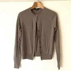 UNIQLO ユニクロ メリノクルーネックカーディガン　ブラウン　S