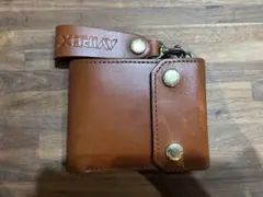AVIREX ブラウン 二つ折り財布 ストラップ付き