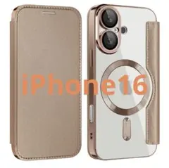 iPhone 16 ゴールド　手帳型　iPhoneケース　MagSafe 新品