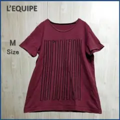 【美品】 L'E QUIPE ロゴ入り Tシャツ コットン ボルドー色 38