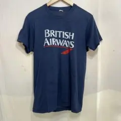 BRITISH AIRWAYS 80-90sビンテージTシャツ　紺色　古着