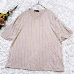 JOLNO　ジョルノ【3L】シルク100　半袖　サマーニット　Ⅴネック　ベージュ
