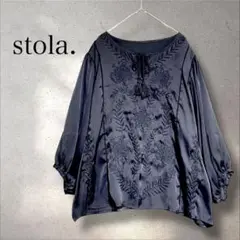 美品✨stola. エンブロイダリー刺繍とろみブラウス パフスリーブ七分袖