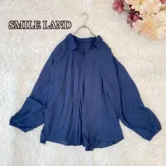 ⚫︎美品【スマイルランド】スキッパーシャツ（6L）ネイビー　大きいサイズ